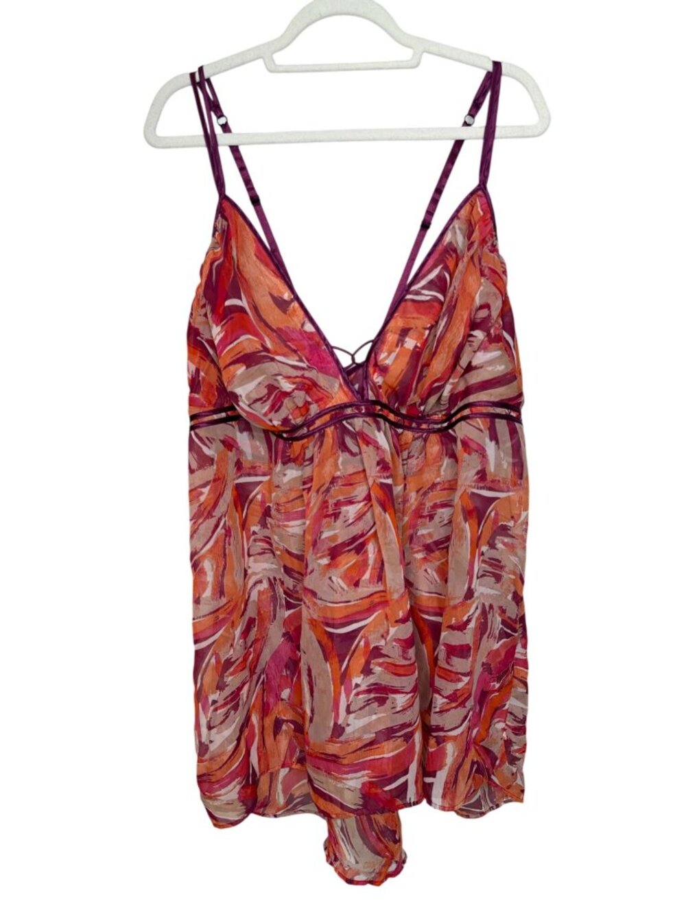 Cacique Sheer Abstract Print Babydoll Lingerie Size Unknown 2X